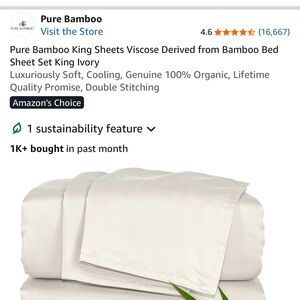 100% Pure Bamboo King Sheet set in Ivory